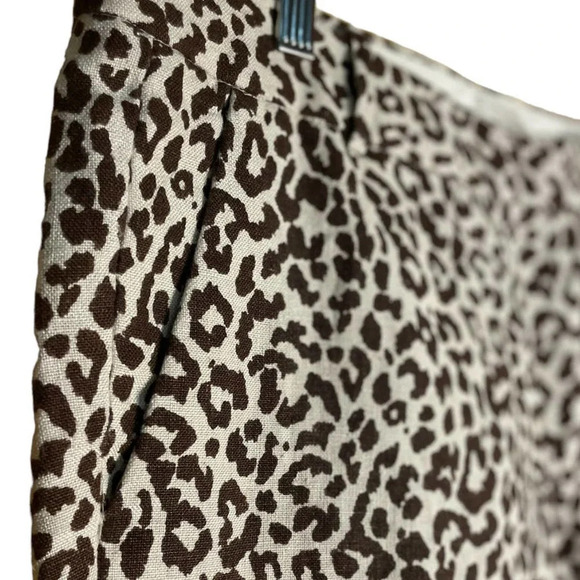 J. Crew Women's Leopard Print Cafe Capri Linen Cuffed Pants Size 12 Slacks - Picture 2 of 8